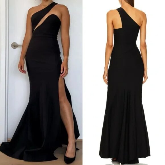 NWT Michael Costello Maxi Dress Gown Persephone One Shoulder size L - Picture 1 of 11